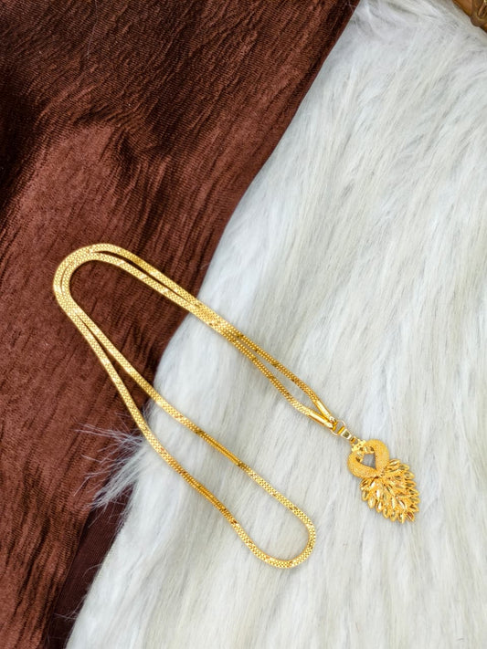 ✨Peacock Dollar Matte Finish Chain – Gold Plated Jewellery for Women✨
