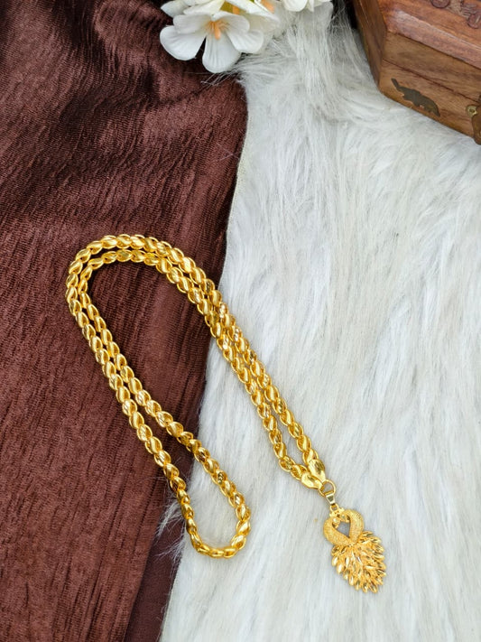 ✨ Peacock Dollar Matte Finish Chain – Gold Plated Jewellery for Women✨