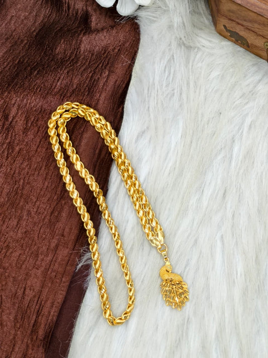 ✨ Peacock Dollar Matte Finish Chain – Gold Plated Jewellery for Women✨