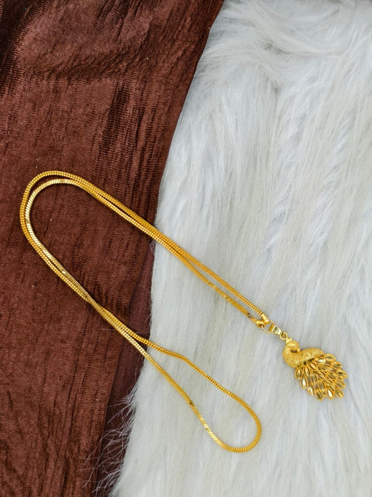 ✨Peacock Dollar Matte Finish Chain – Gold Plated Jewellery for Women✨