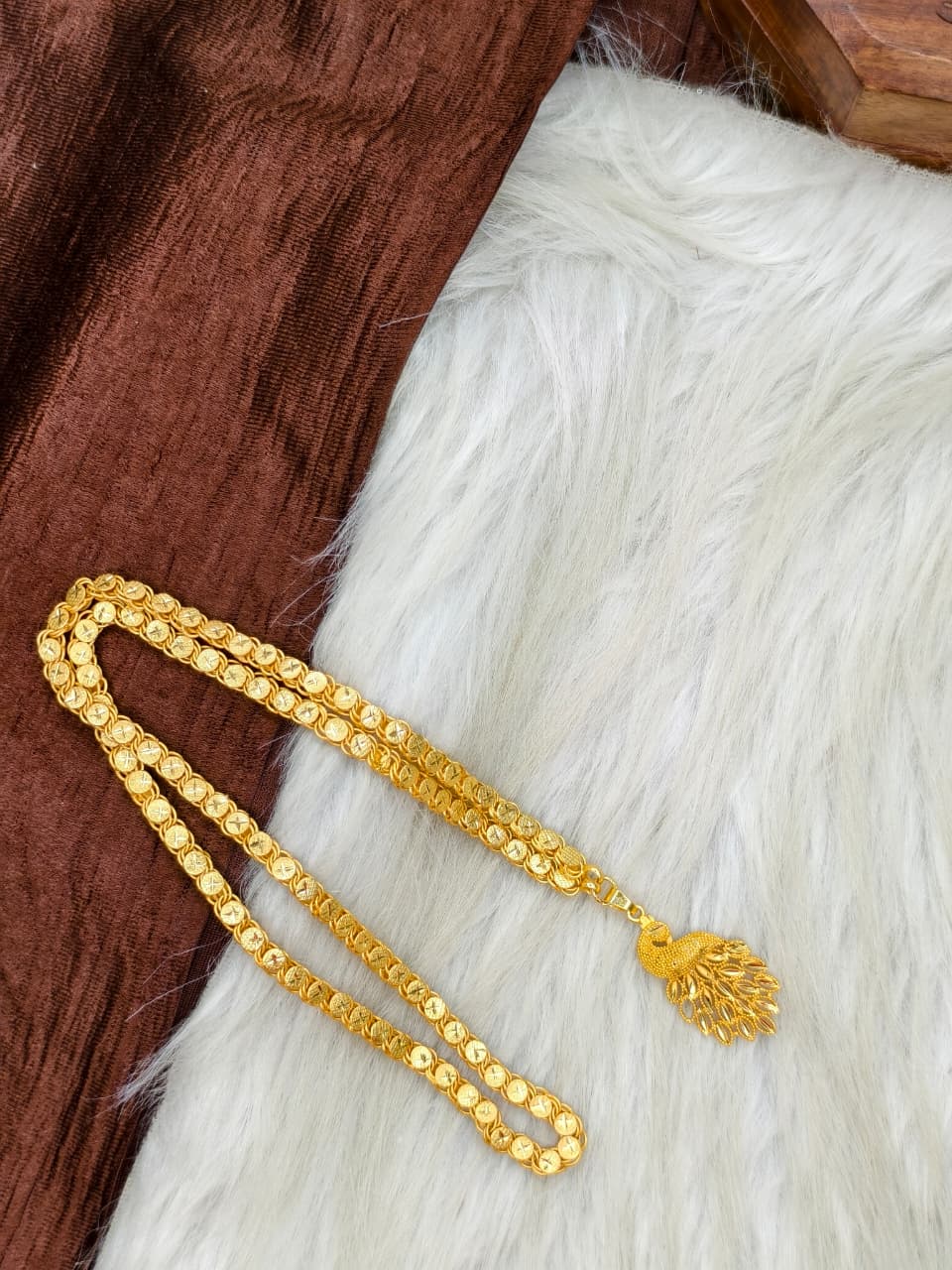 ✨Peacock Dollar Matte Finish Chain – Gold Plated Jewellery for Women✨