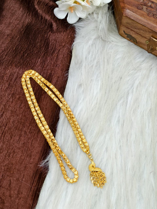 ✨ Peacock Dollar Matte Finish Chain – Gold Plated Jewellery for Women✨