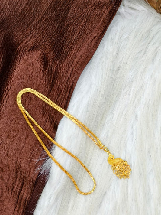 ✨Peacock Dollar Matte Finish Chain – Gold Plated Jewellery for Women✨