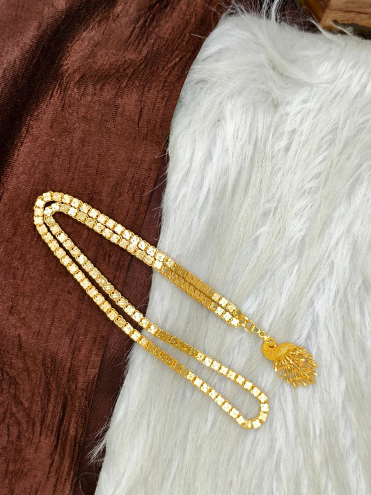 ✨Peacock Dollar Matte Finish Chain – Gold Plated Jewellery for Women✨