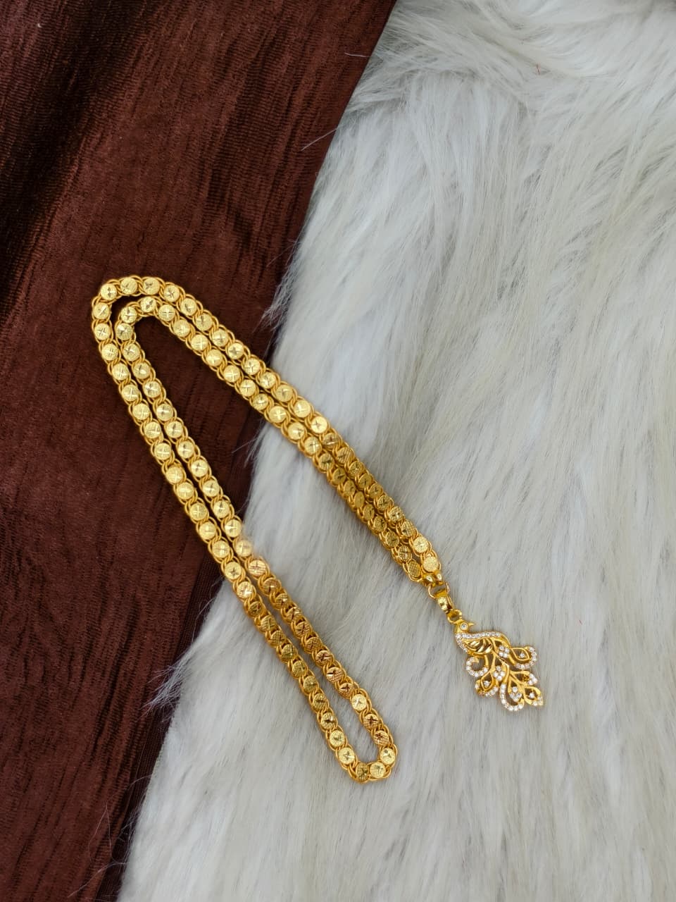 ✨Peacock Dollar Matte Finish Chain – Gold Plated Jewellery for Women✨