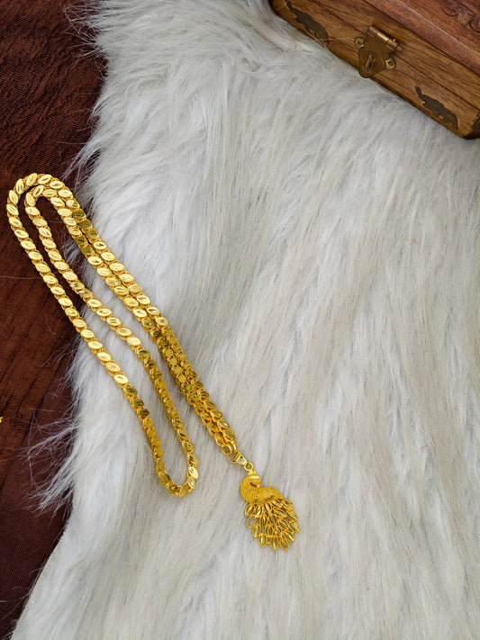 ✨Peacock Dollar Matte Finish Chain – Gold Plated Jewellery for Women✨