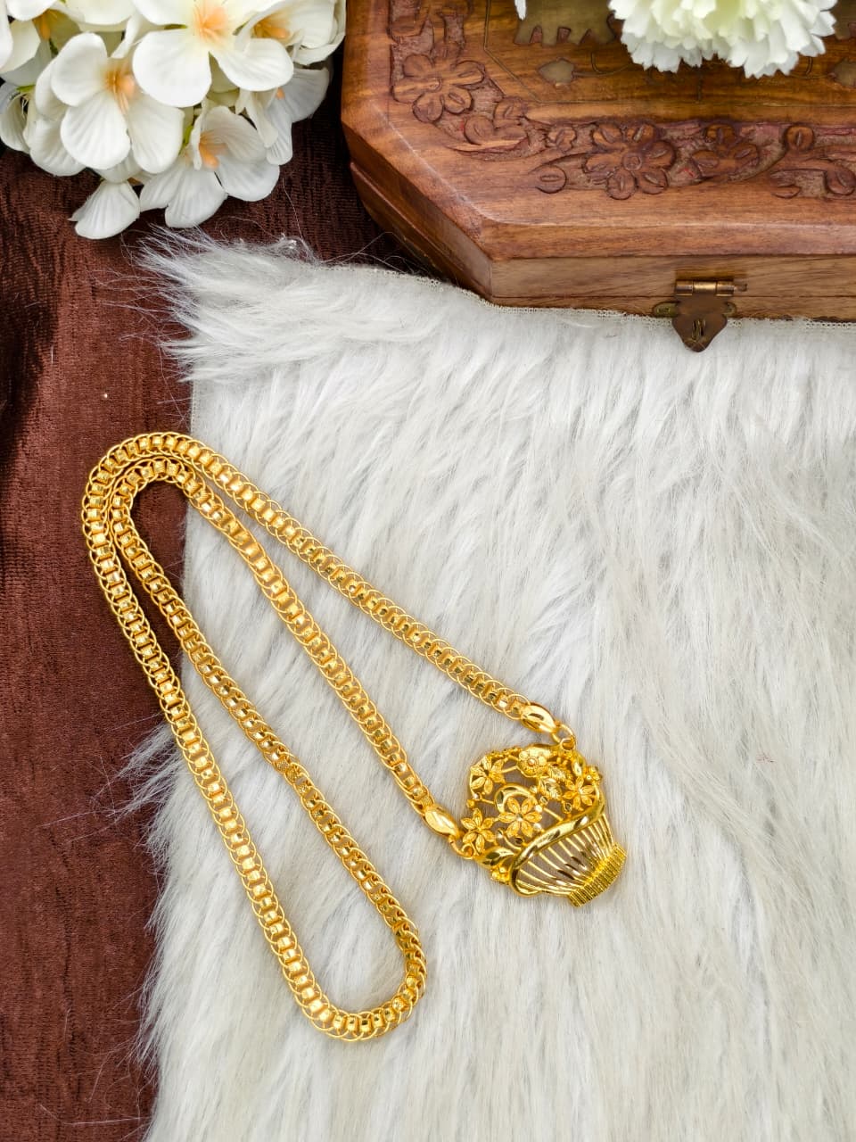 ✨plain  Dollar Matte Finish Chain – Gold Plated Jewellery for Women✨