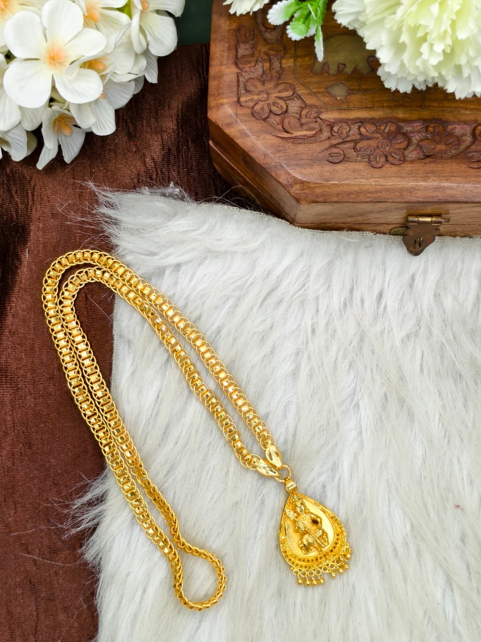 ✨plain  Dollar Matte Finish Chain – Gold Plated Jewellery for Women✨
