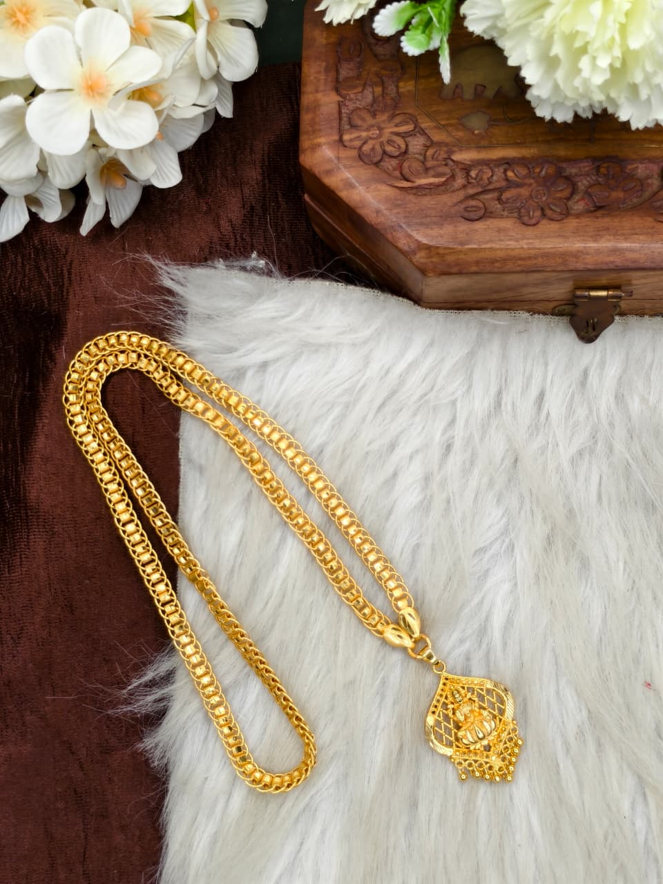 ✨plain  Dollar Matte Finish Chain – Gold Plated Jewellery for Women✨