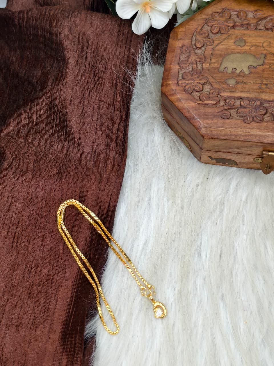 ✨ Elegant 1 Gram Gold-Plated Women’s Chain | 18 Inch Lightweight Necklace Model-8 ✨