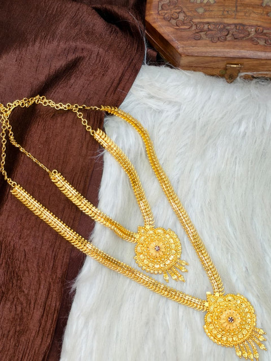 1 Gram Gold Plated Matte Finish Haram Necklace Combo for Women – Traditional Bridal Jewellery
