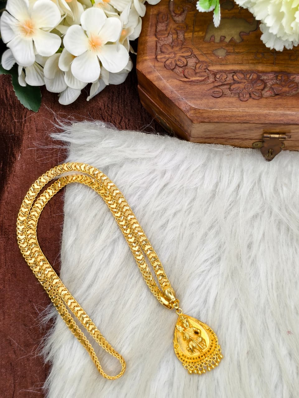 ✨plain  Dollar Matte Finish Chain – Gold Plated Jewellery for Women✨