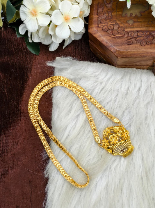 ✨plain  Dollar Matte Finish Chain – Gold Plated Jewellery for Women✨