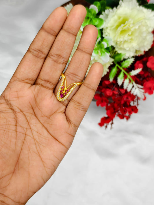 1 Gram Gold Plated Women's V Typ Ring | Premium Gold Finish | Elegant Daily Wear Ring 10