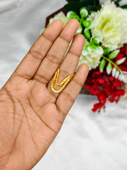 1 Gram Gold Plated Women's V Typ Ring | Premium Gold Finish | Elegant Daily Wear Ring 15