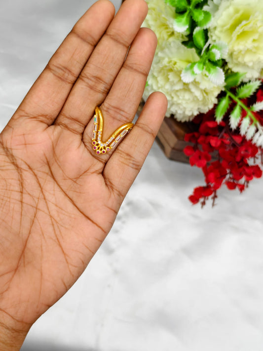 1 Gram Gold Plated Women's V Typ Ring | Premium Gold Finish | Elegant Daily Wear Ring 7