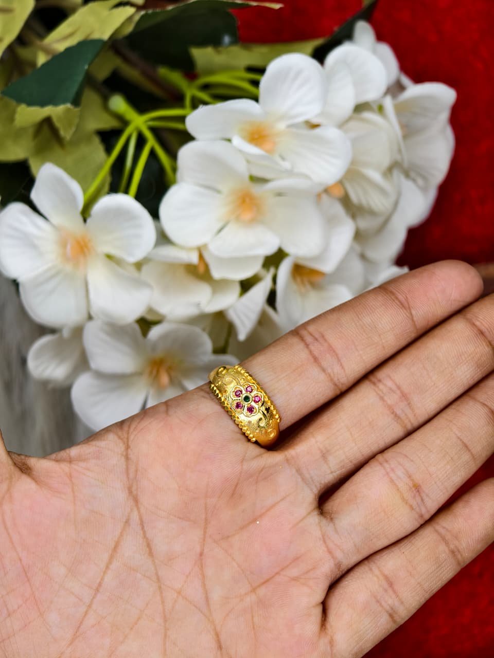 Elegant Women’s 1 Gram Gold Ring – Matte Finish
