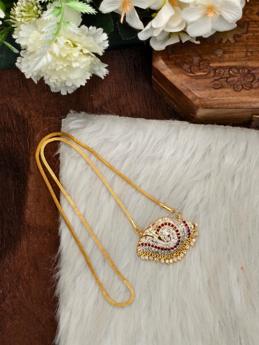 Women Impone Stone Dollar Box Chain with Gold Plated Finish