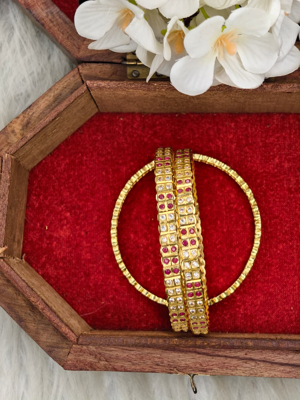 Traditional Impone Stone Bangles for Women – Premium Gold Look