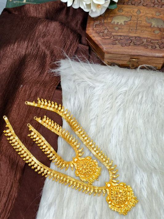 1 Gram Gold Plated Matte Finish Haram Necklace Combo for Women – Traditional Bridal Jewellery