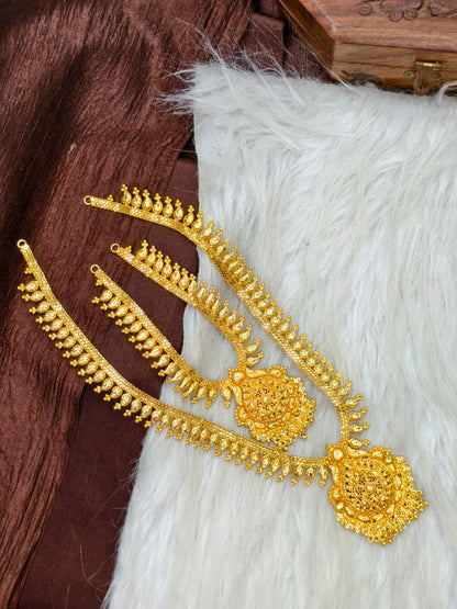 1 Gram Gold Plated Matte Finish Haram Necklace Combo for Women – Traditional Bridal Jewellery