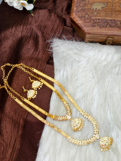 1 Gram Gold Plated Matte Finish Haram Necklace Combo for Women – Traditional Bridal Jewellery