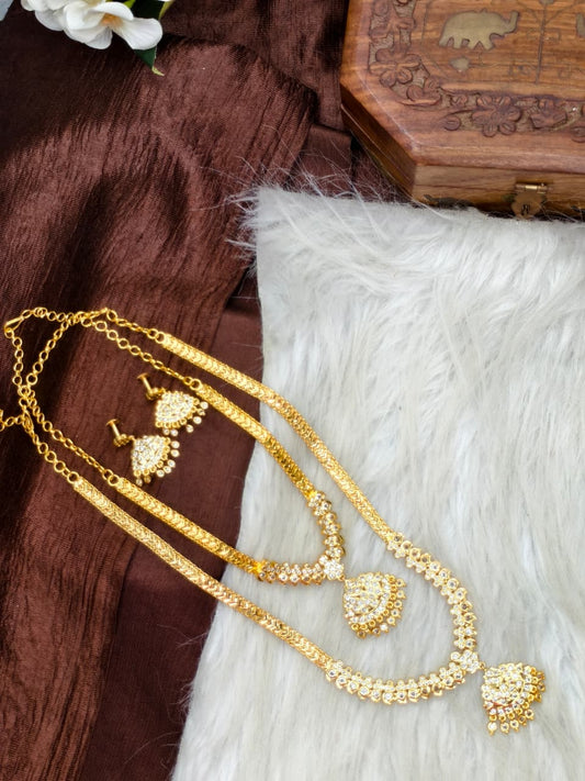 1 Gram Gold Plated Matte Finish Haram Necklace Combo for Women – Traditional Bridal Jewellery