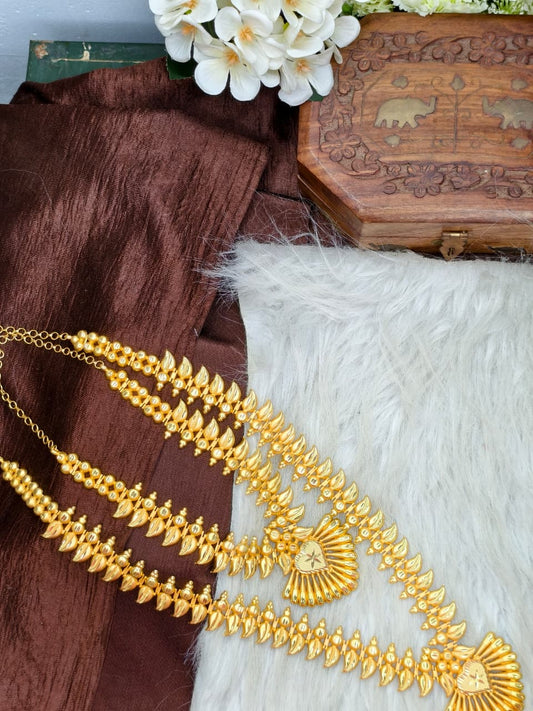 1 Gram Gold Plated Matte Finish Haram Necklace Combo for Women – Traditional Bridal Jewellery