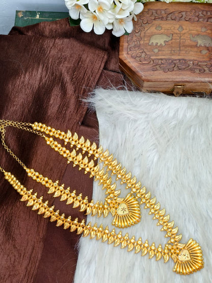 1 Gram Gold Plated Matte Finish Haram Necklace Combo for Women – Traditional Bridal Jewellery
