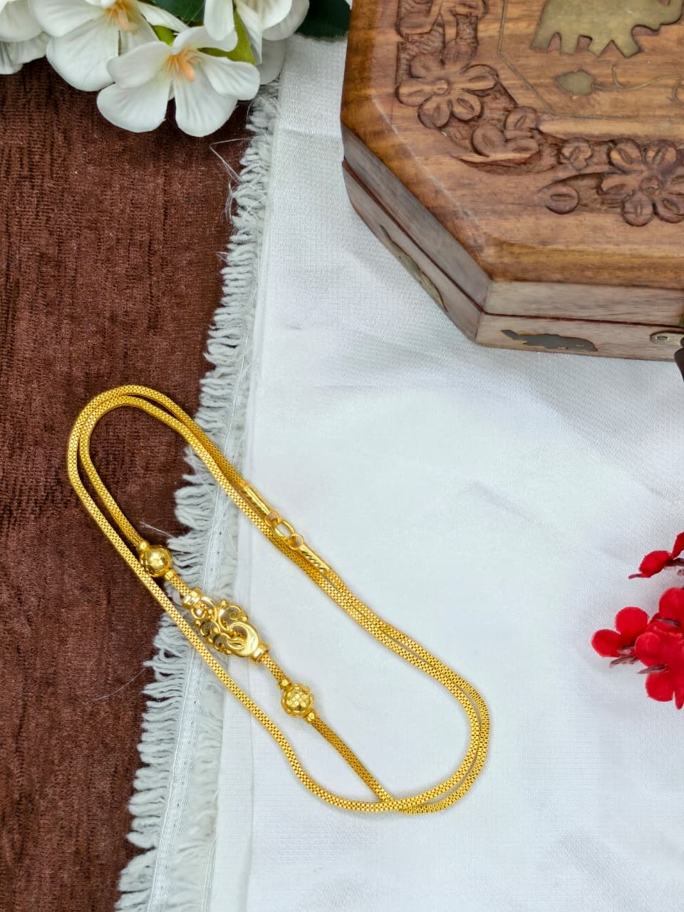 Foming Mugappu chain (1Gram Gold plated) Stone Model-4