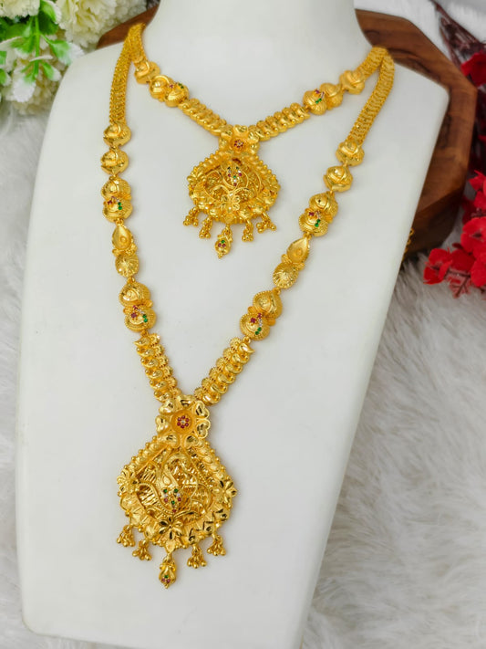 1 Gram Gold Plated Matte Finish Haram Necklace Combo for Women – Traditional Bridal Jewellery