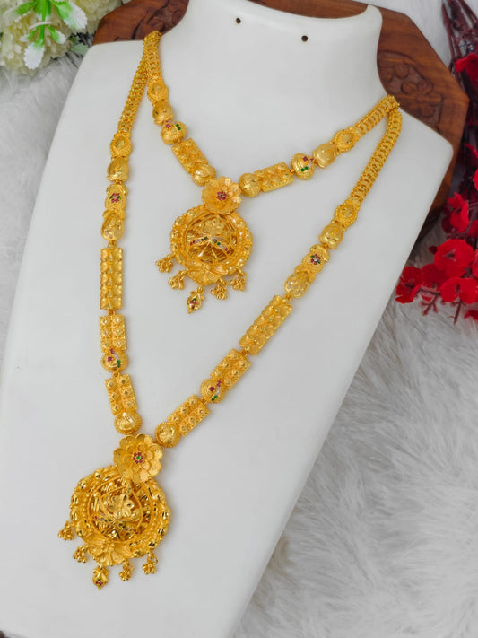 Gram Gold Plated Matte Finish Haram Necklace Combo for Women – Traditional Bridal Jewellery