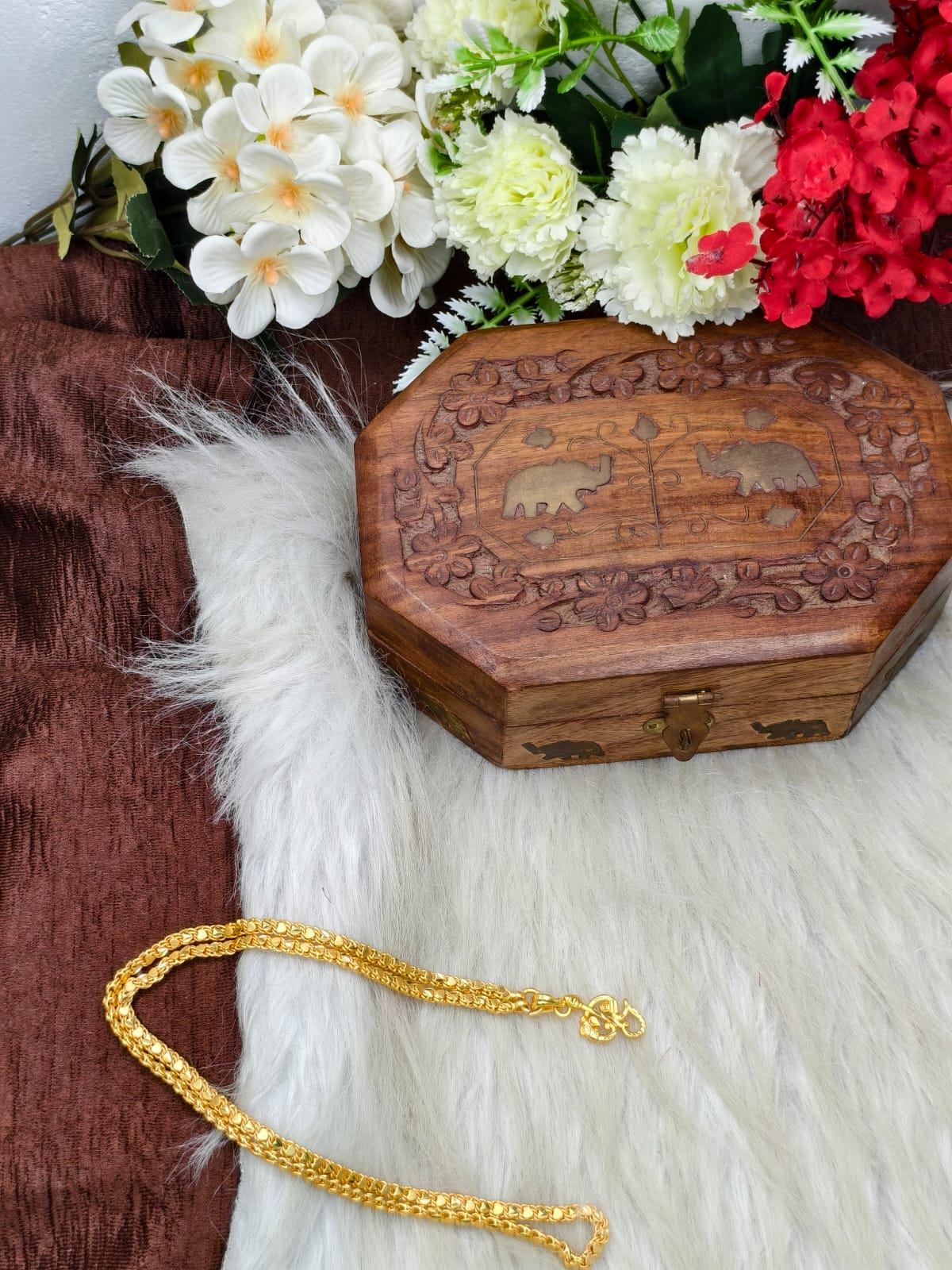 Forming matte finished (1Gram gold plated) Heart Chain With Doller