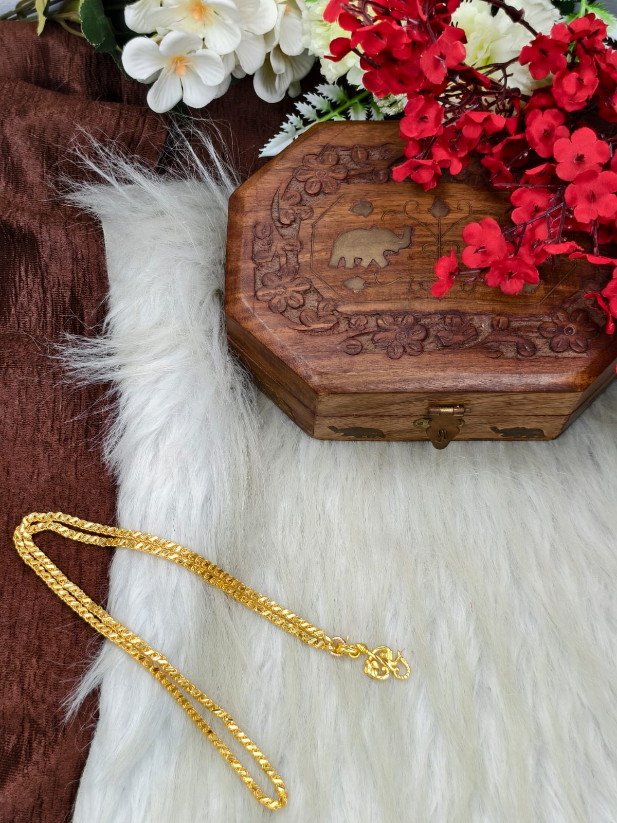 Forming matte finished (1Gram gold plated) Leaf Chain With Doller