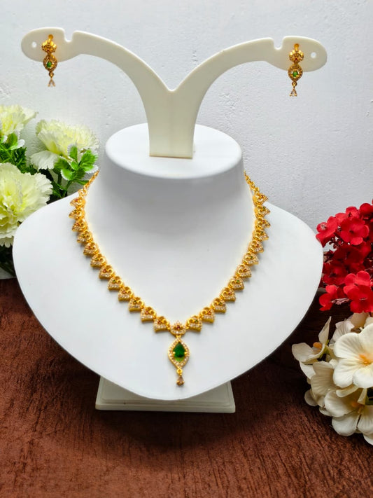1 Gram Gold Plated Matte Finish Haram Necklace Combo for Women – Traditional Bridal Jewellery