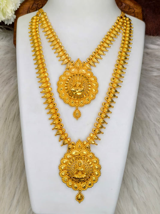 1 Gram Gold Plated Matte Finish Haram Necklace Combo for Women – Traditional Bridal Jewellery