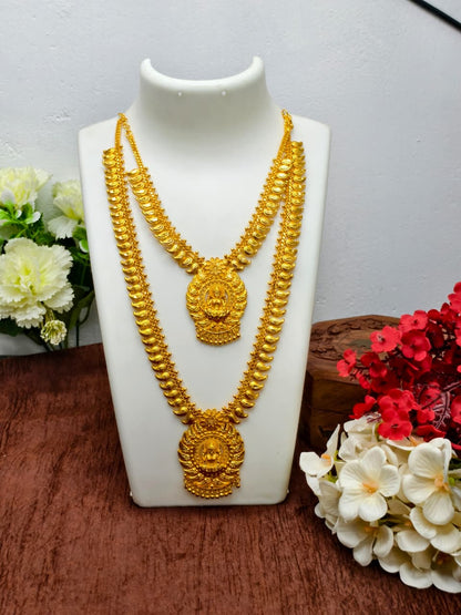1 Gram Gold Plated Matte Finish Haram Necklace Combo for Women – Traditional Bridal Jewellery
