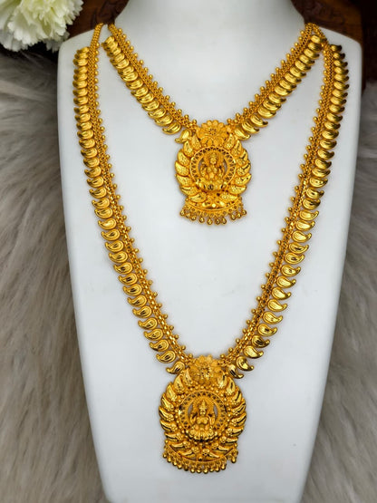 1 Gram Gold Plated Matte Finish Haram Necklace Combo for Women – Traditional Bridal Jewellery